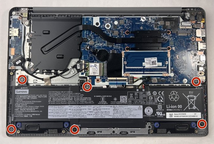 Internal Photo of Lenovo IdeaPad 1 14ALC7 14AMN7 14IAU7 14IGL7, gray backlit US keyboard (IdeaPad 1 14IGL7)